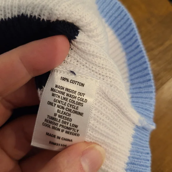 Crown & Ivy White And Navy Striped Cotton Knit Sweater Tank Top - Picture 7 of 7